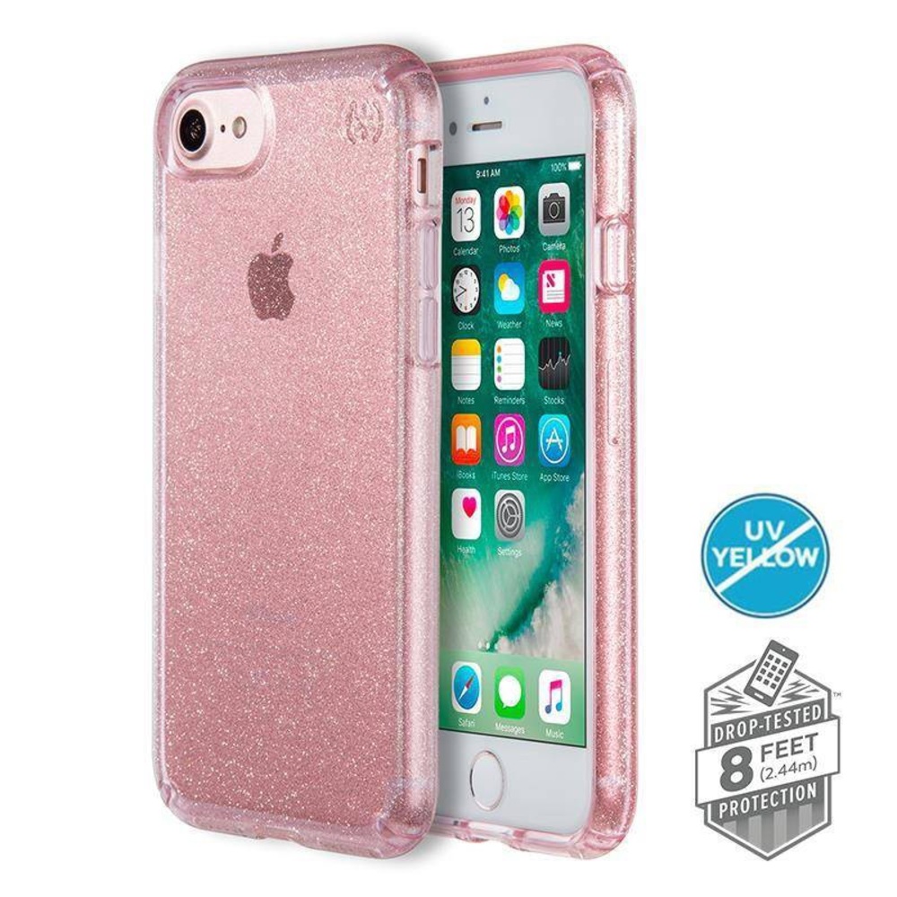 NEW in Box Speck Presidio Clear Glitter iPhone 7 6/6s Gold Glitter Bella…